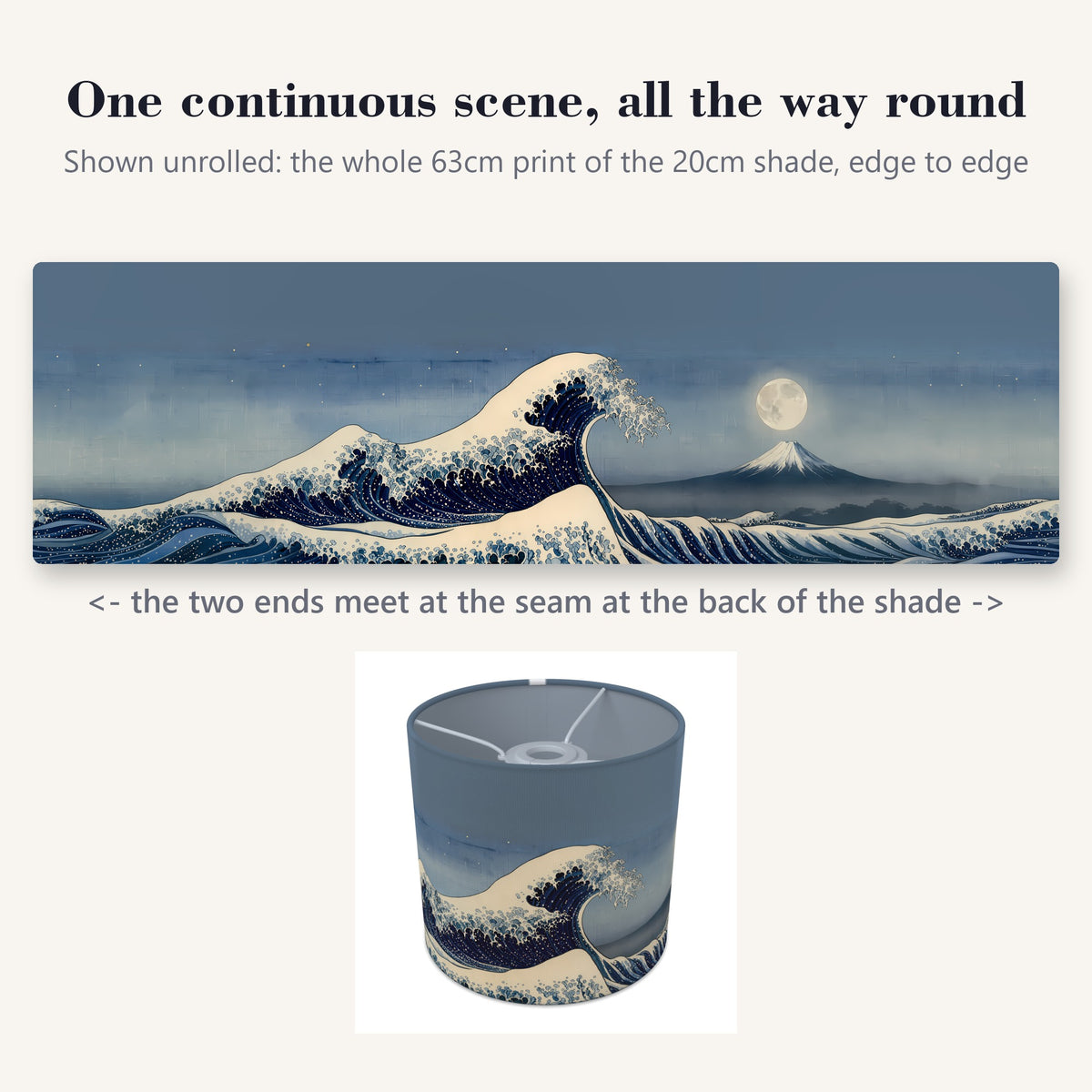 Great Wave wraparound lampshade - Moonlit Wave