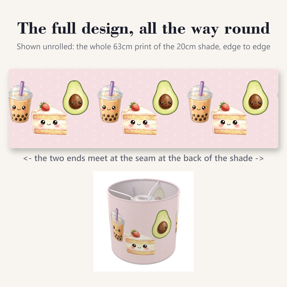 Blush Kawaii Food lampshade - 20cm x 18.5cm Ceiling - photo 9