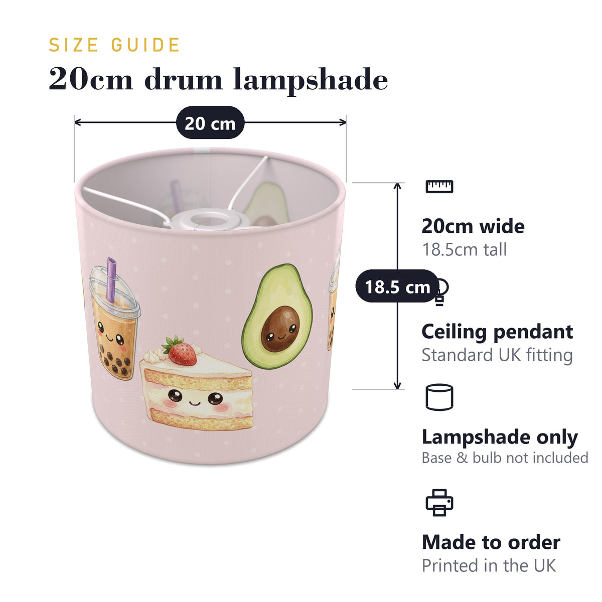 Blush Kawaii Food lampshade - 20cm x 18.5cm Ceiling - photo 7