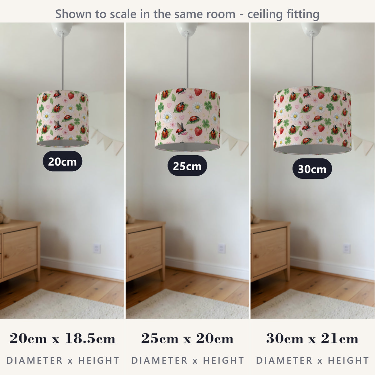 Blush Lucky Ladybirds lampshade - 20cm x 18.5cm Ceiling - photo 4
