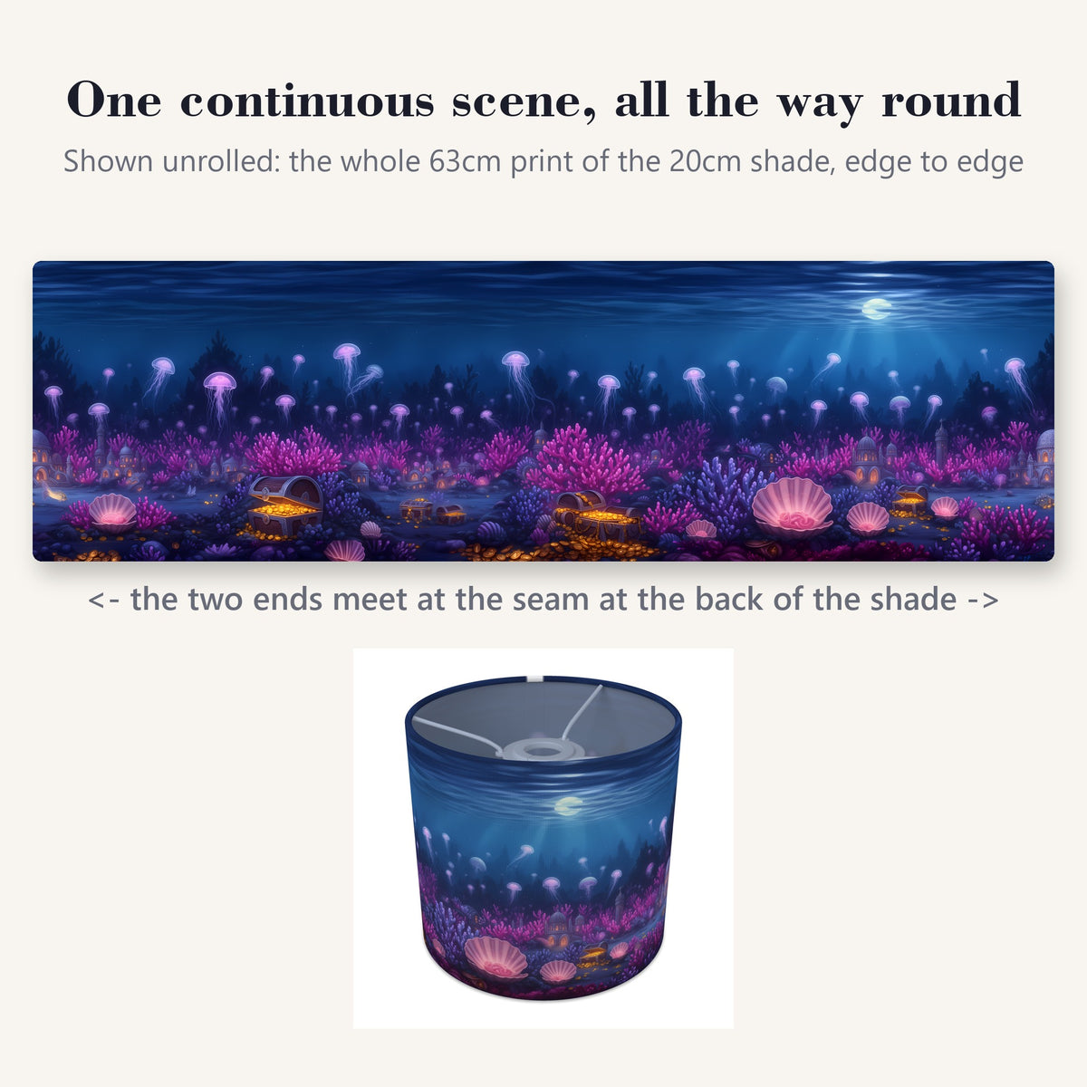 Mermaid Kingdom wraparound lampshade - Moonlit Sea