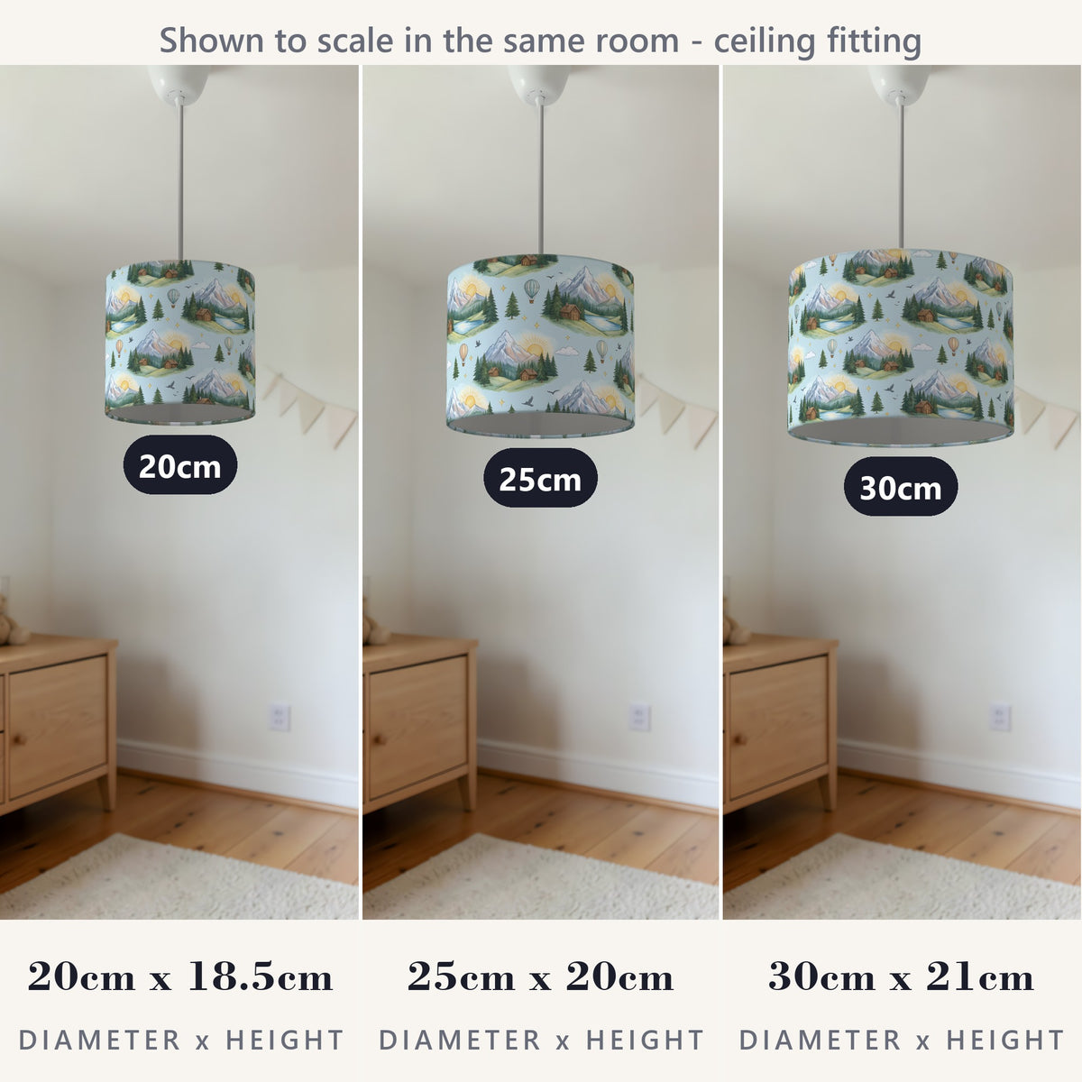 Sky Mountain Adventure lampshade - 20cm x 18.5cm Ceiling - photo 4