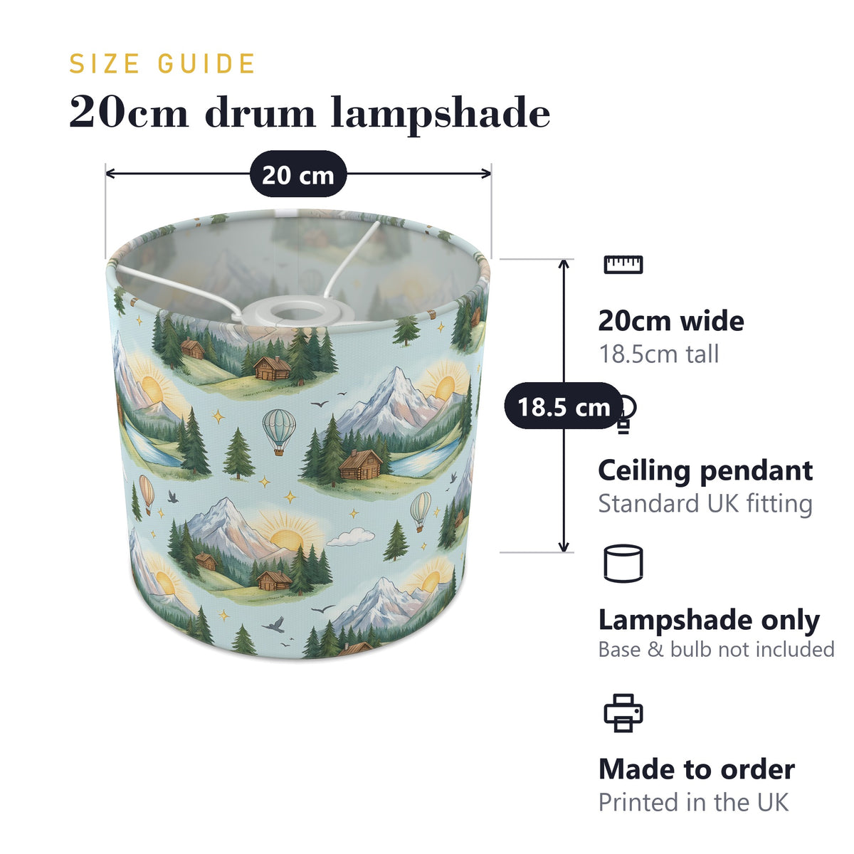 Sky Mountain Adventure lampshade - 20cm x 18.5cm Ceiling - photo 7