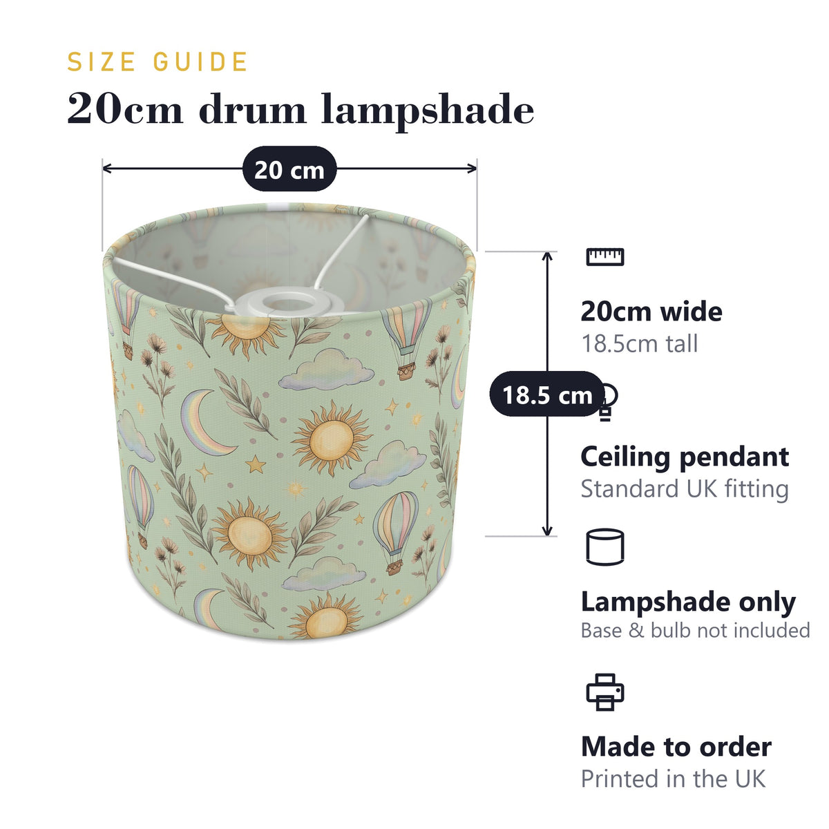 Sage Little Boho lampshade - 20cm x 18.5cm Ceiling - photo 7
