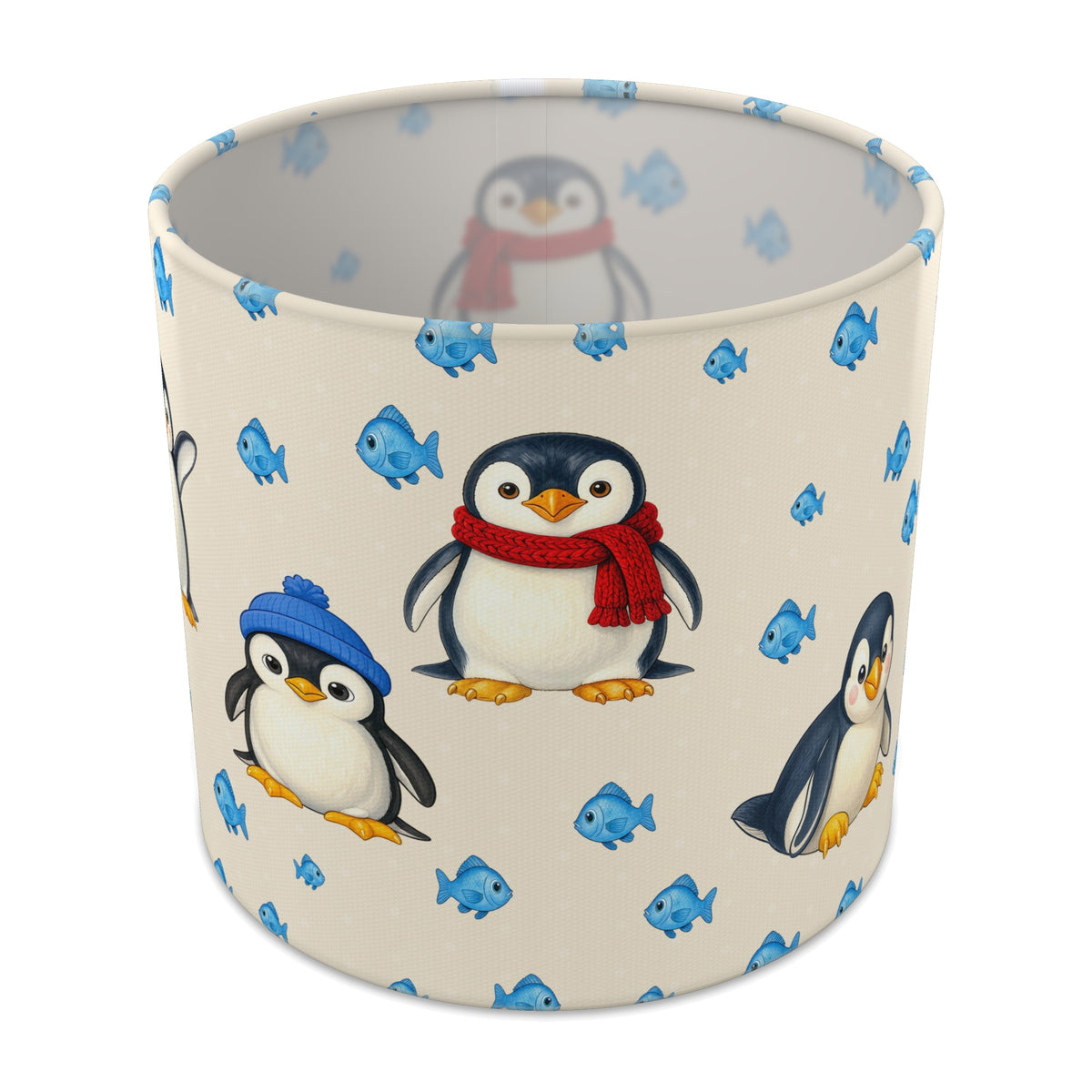 Cream Penguin Party lampshade - 20cm x 18.5cm Table