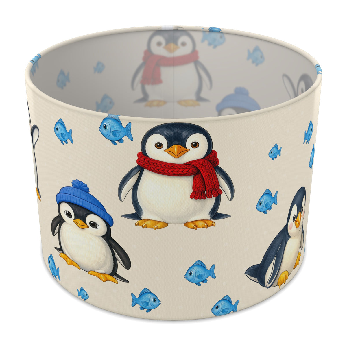 Cream Penguin Party lampshade - 30cm x 21cm Table