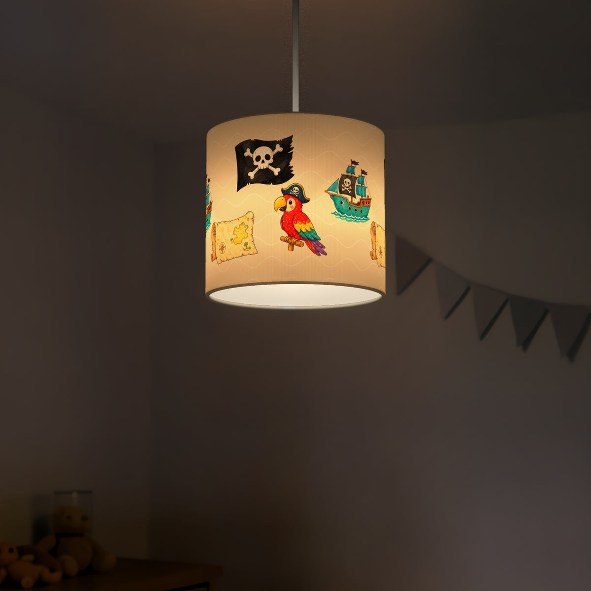 Cream Pirates lampshade - 20cm x 18.5cm Ceiling - photo 5
