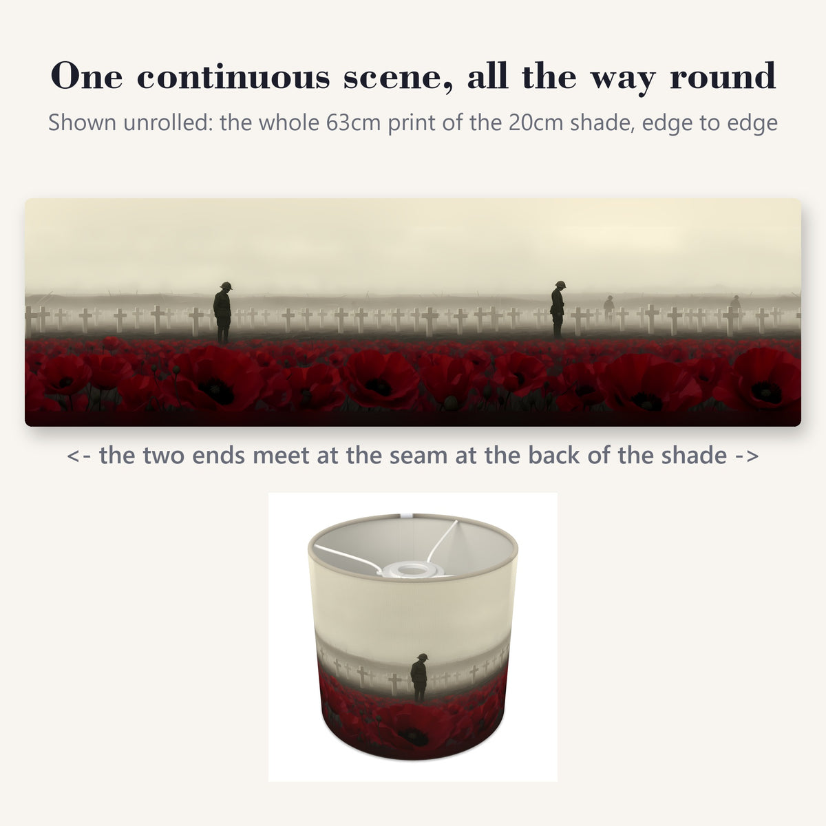 Lest We Forget wraparound lampshade - Fields of Remembrance