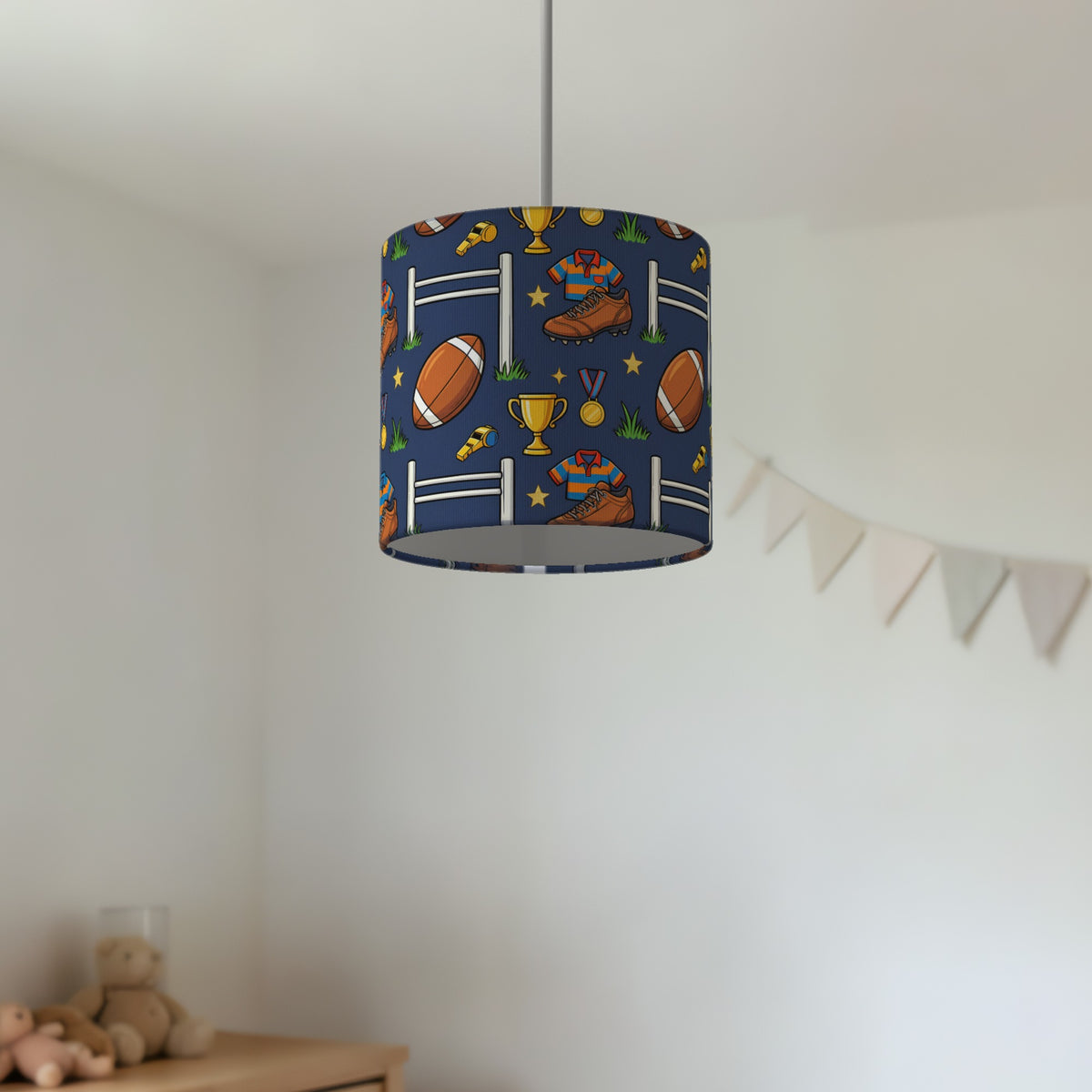 Navy Rugby Kids lampshade - 20cm x 18.5cm Ceiling - photo 2
