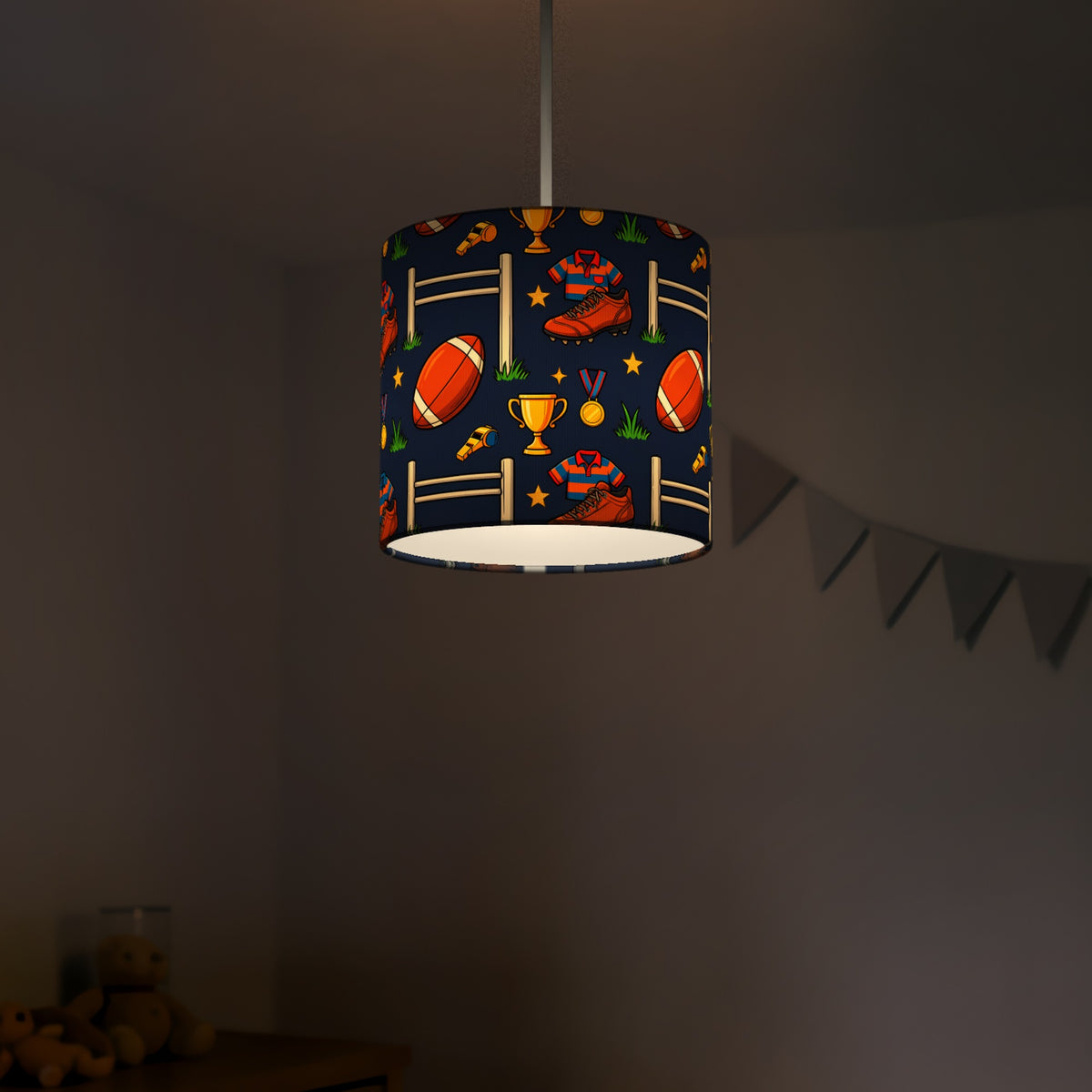 Navy Rugby Kids lampshade - 20cm x 18.5cm Ceiling - photo 5