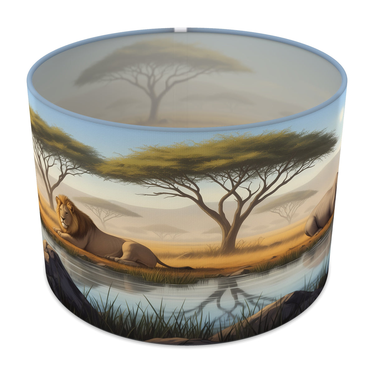 Waterhole Savannah Safari lampshade - 30cm x 21cm Table