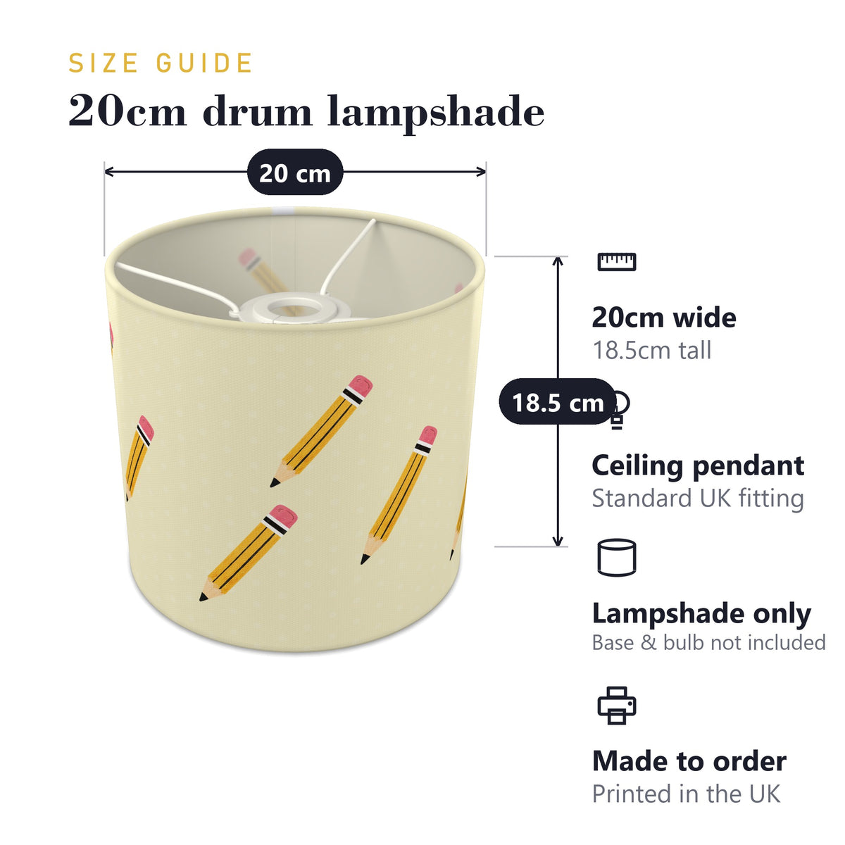 Lemon School lampshade - 20cm x 18.5cm Ceiling - photo 7