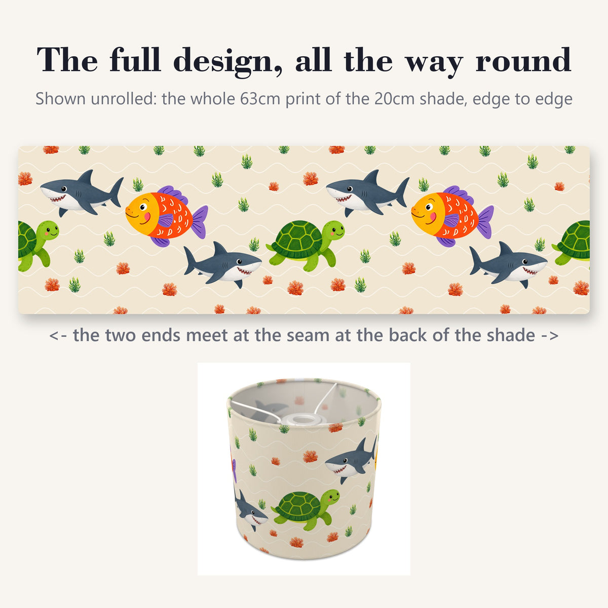 Sand Cute Sea Friends lampshade - 20cm x 18.5cm Ceiling - photo 9