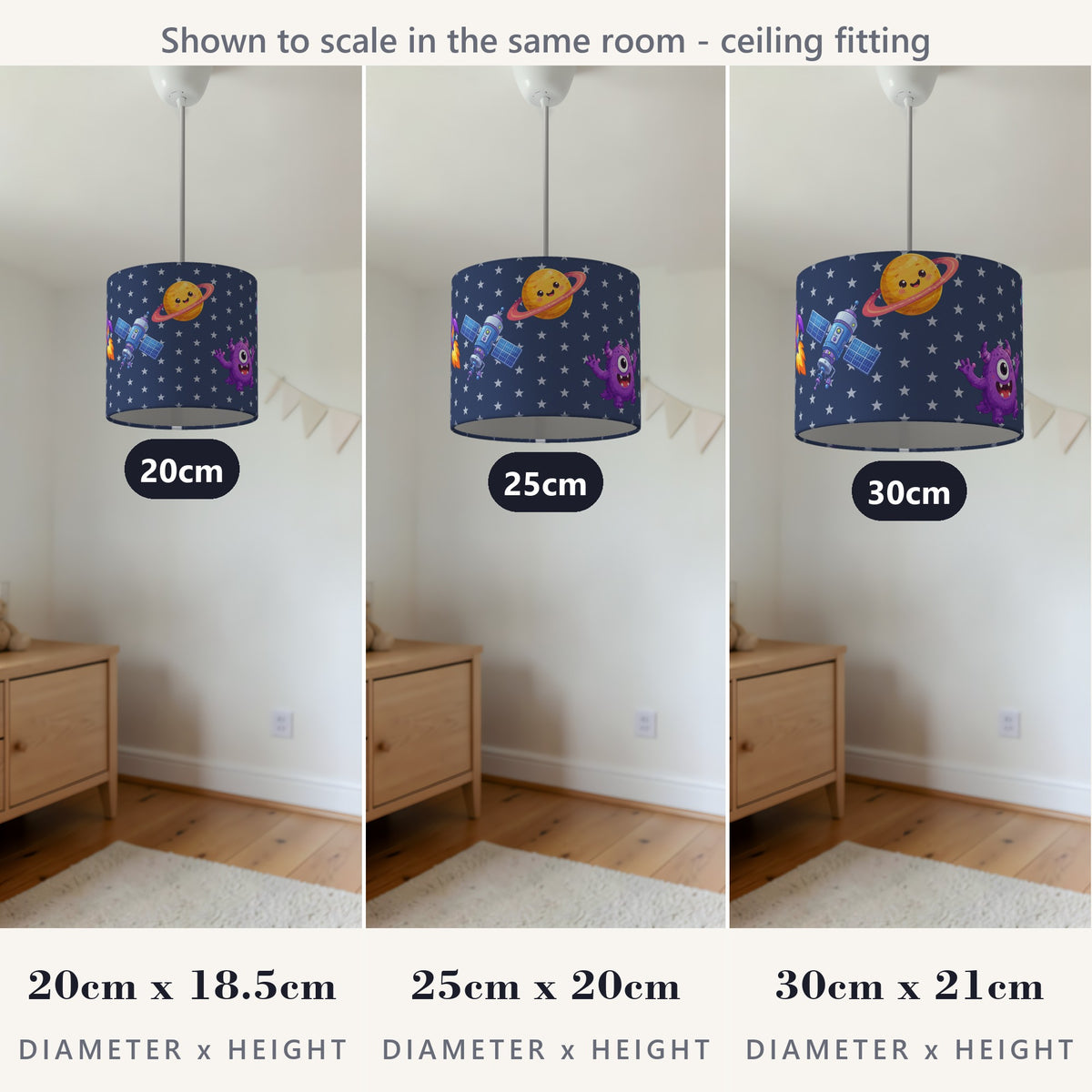 Navy Space lampshade - 20cm x 18.5cm Ceiling - photo 4