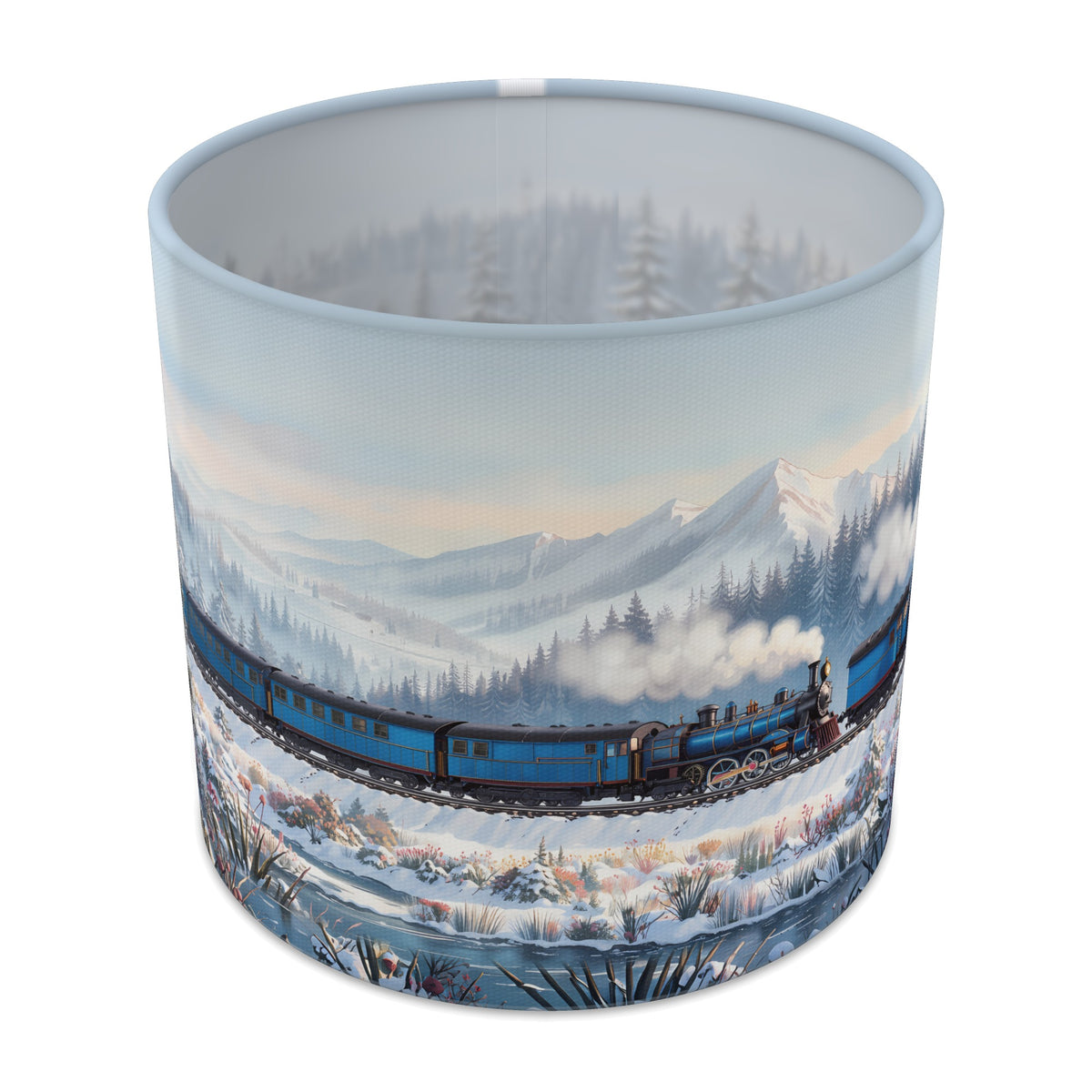 Snowy Express Steam Train Journey lampshade - 20cm x 18.5cm Table