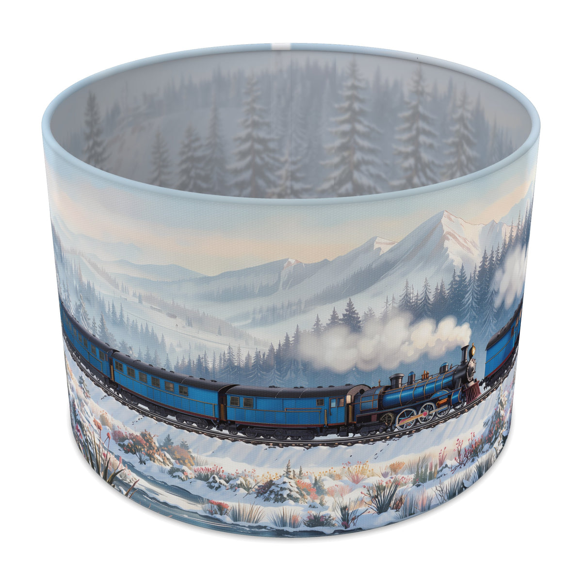 Snowy Express Steam Train Journey lampshade - 30cm x 21cm Table