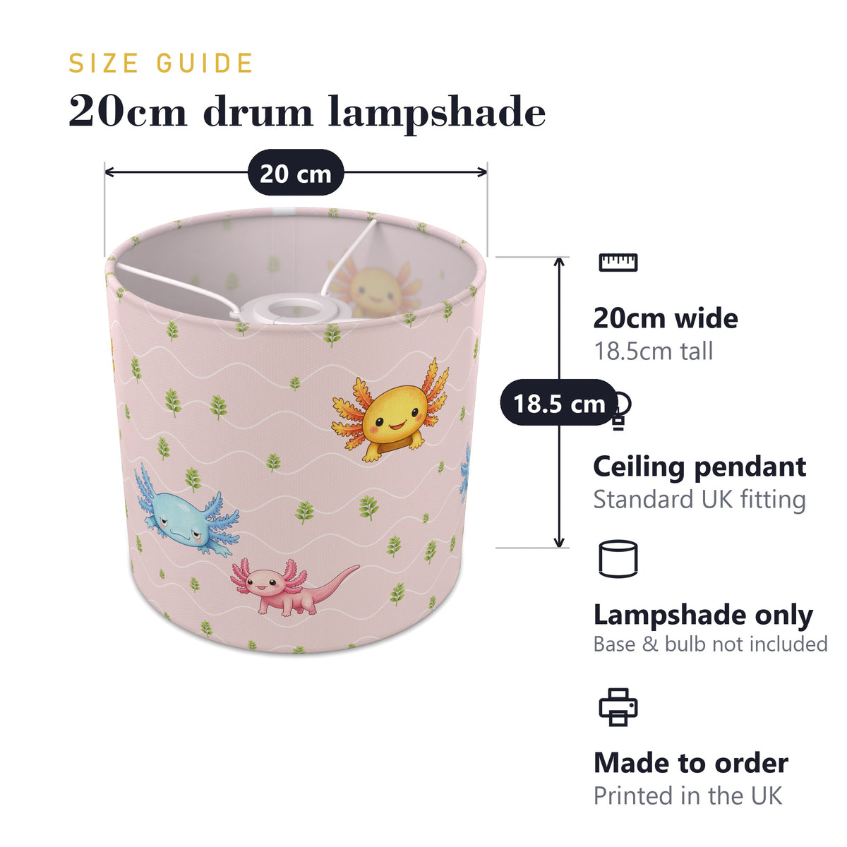 Blush Axolotl Lagoon lampshade - 20cm x 18.5cm Ceiling - photo 7