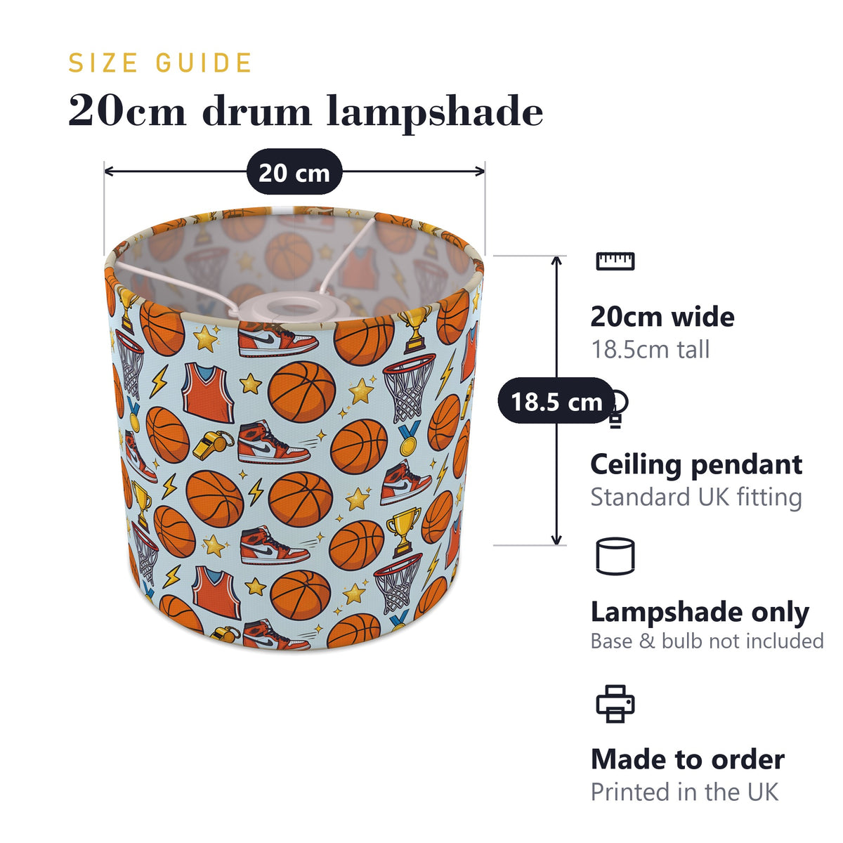 Sky Basketball Kids lampshade - 20cm x 18.5cm Ceiling - photo 7
