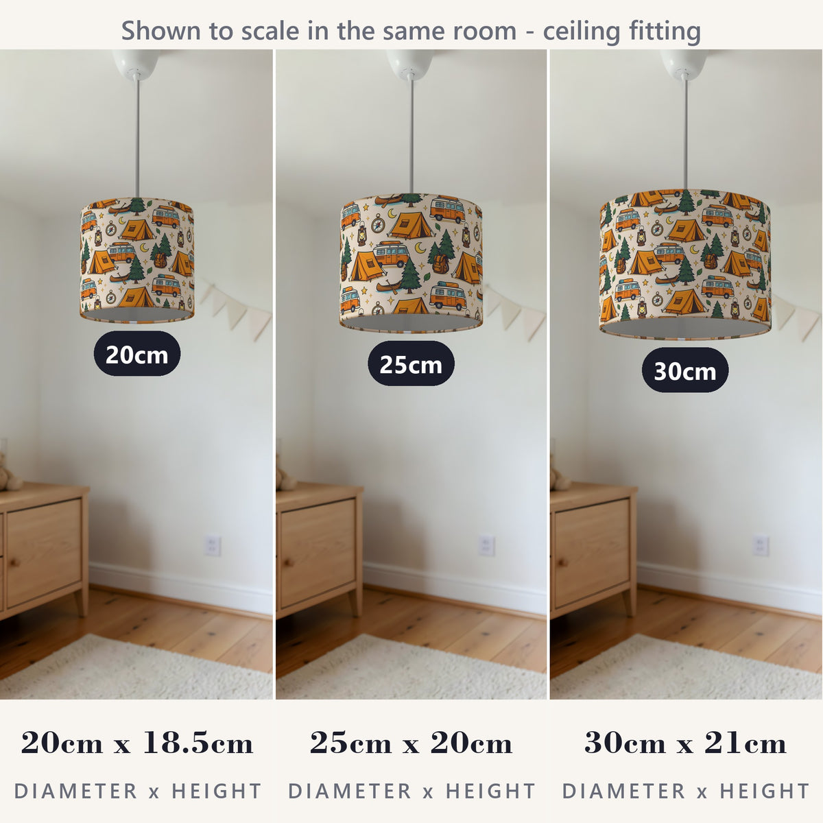 Sand Happy Campers lampshade - 20cm x 18.5cm Ceiling - photo 4