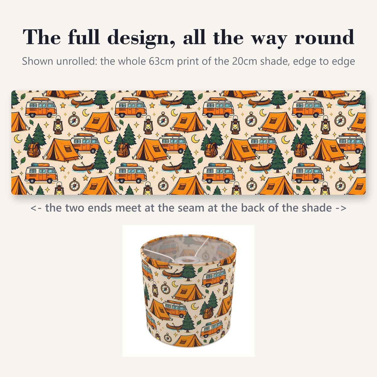 Sand Happy Campers lampshade - 20cm x 18.5cm Ceiling - photo 9