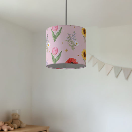 Blush Floral Kids lampshade - 20cm x 18.5cm Ceiling - photo 2