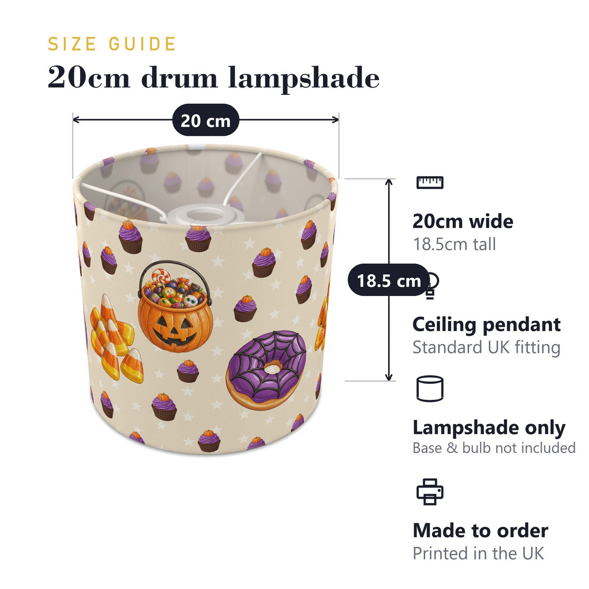 Sand Halloween Food lampshade - 20cm x 18.5cm Ceiling - photo 7