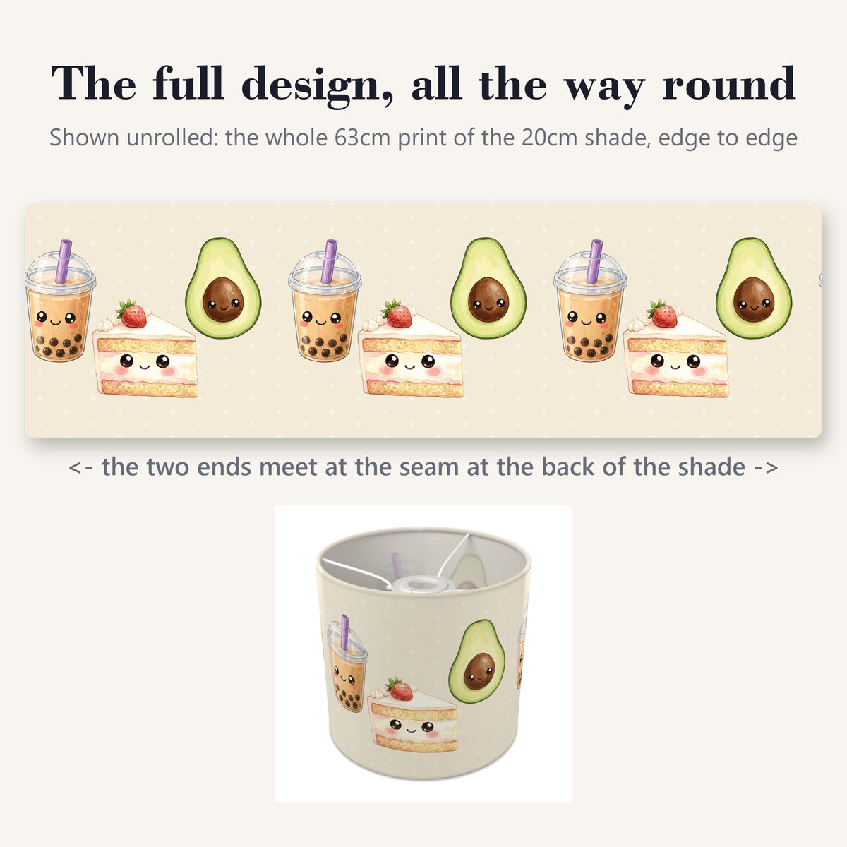 Cream Kawaii Food lampshade - 20cm x 18.5cm Ceiling - photo 9