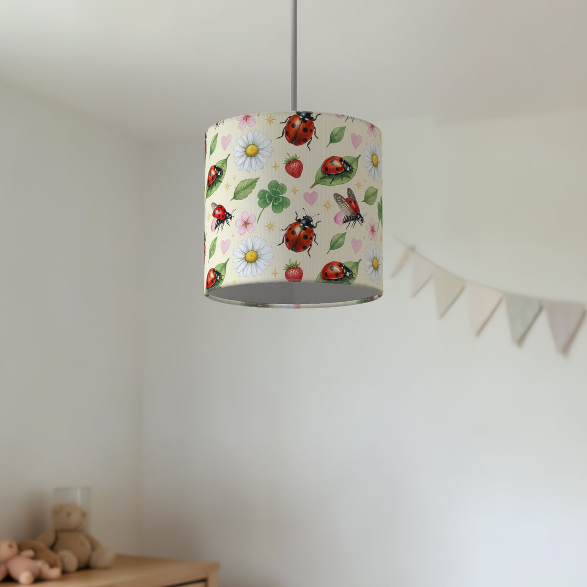 Cream Lucky Ladybirds lampshade - 20cm x 18.5cm Ceiling - photo 2