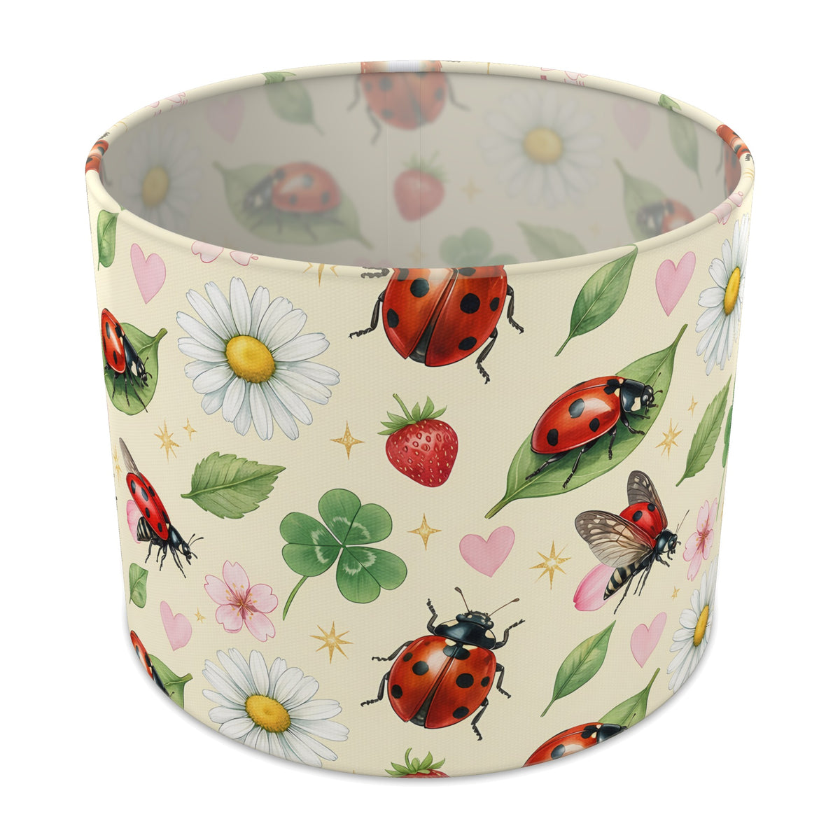 Cream Lucky Ladybirds lampshade - 25cm x 20cm Table