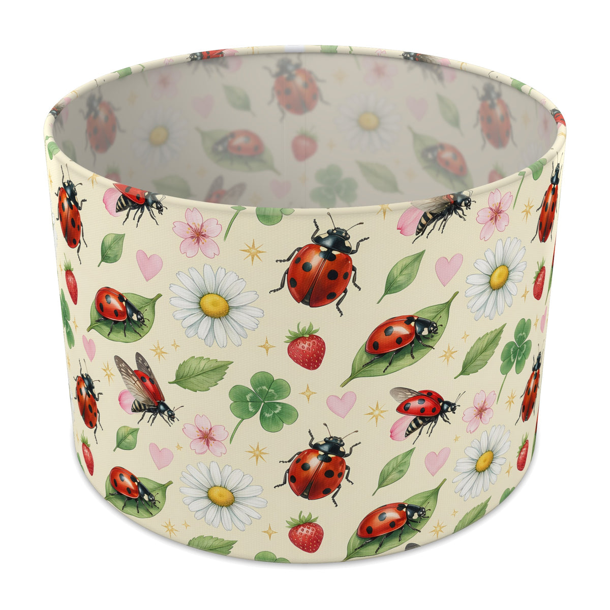 Cream Lucky Ladybirds lampshade - 30cm x 21cm Table