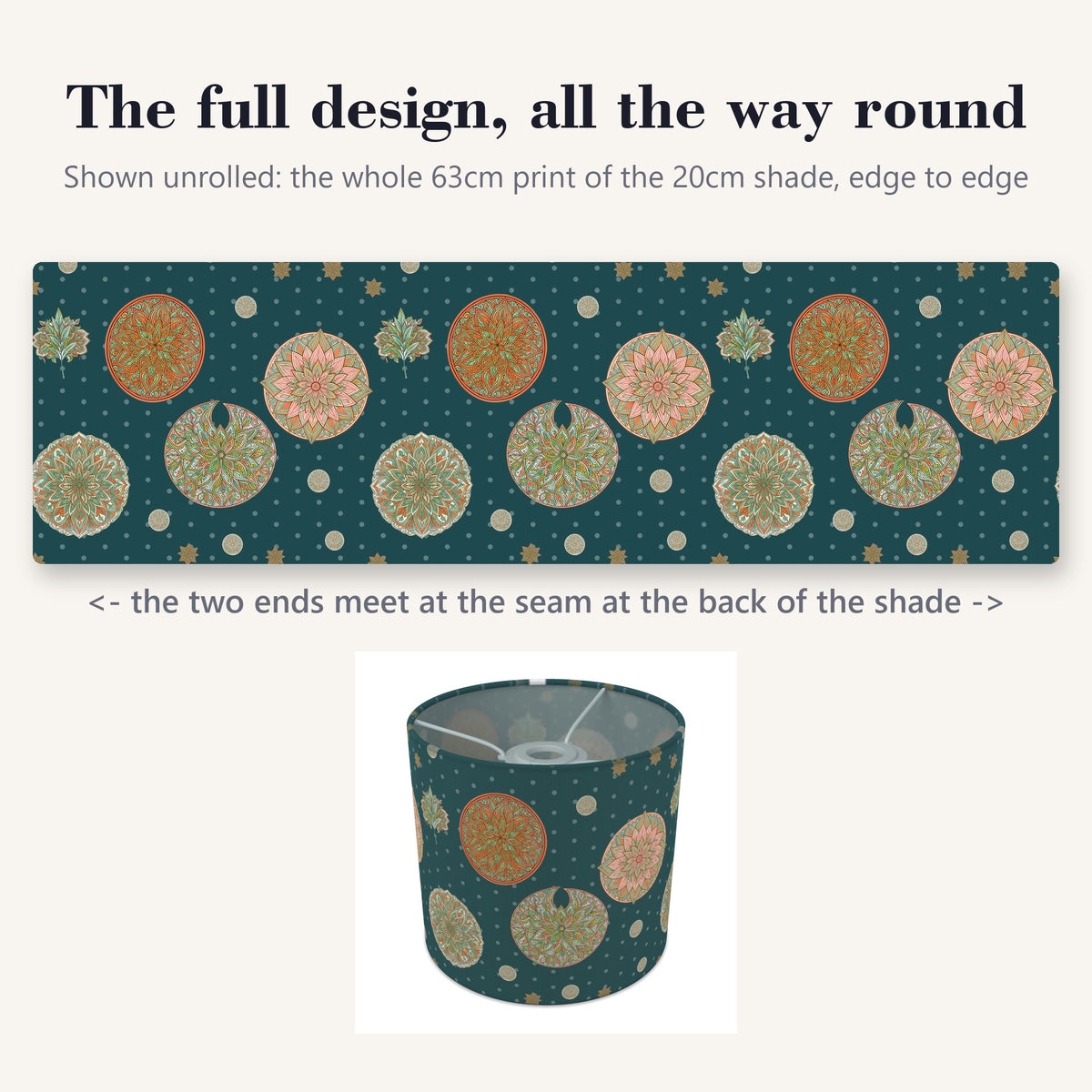 Deepteal Boho Mandala lampshade - 20cm x 18.5cm Ceiling - photo 9