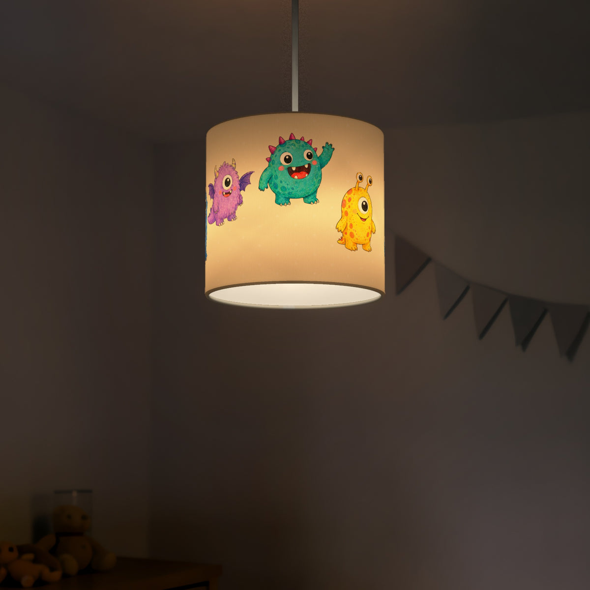 Cream Monsters lampshade - 20cm x 18.5cm Ceiling - photo 5