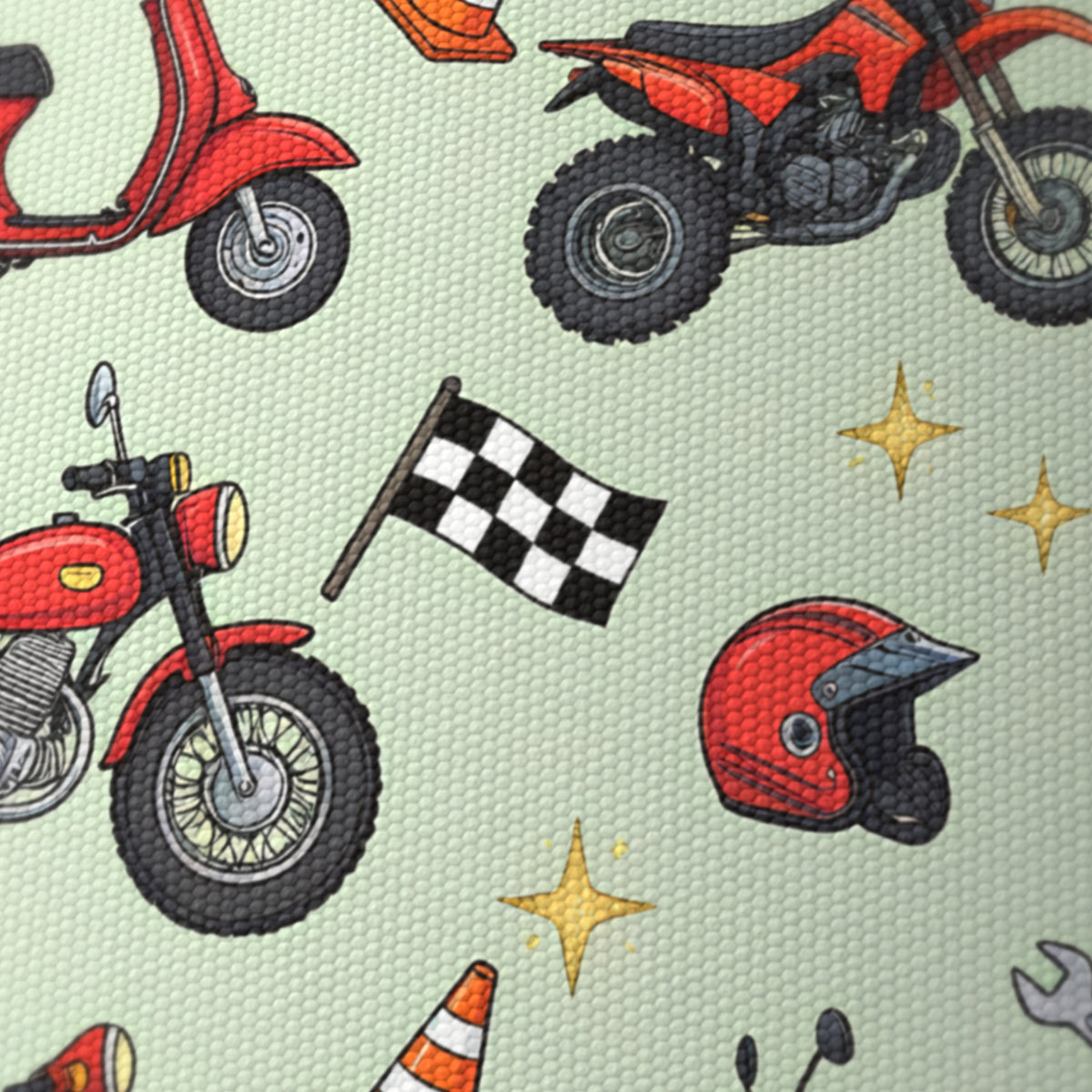 Sage Motorbike Mania lampshade - 20cm x 18.5cm Ceiling - photo 6