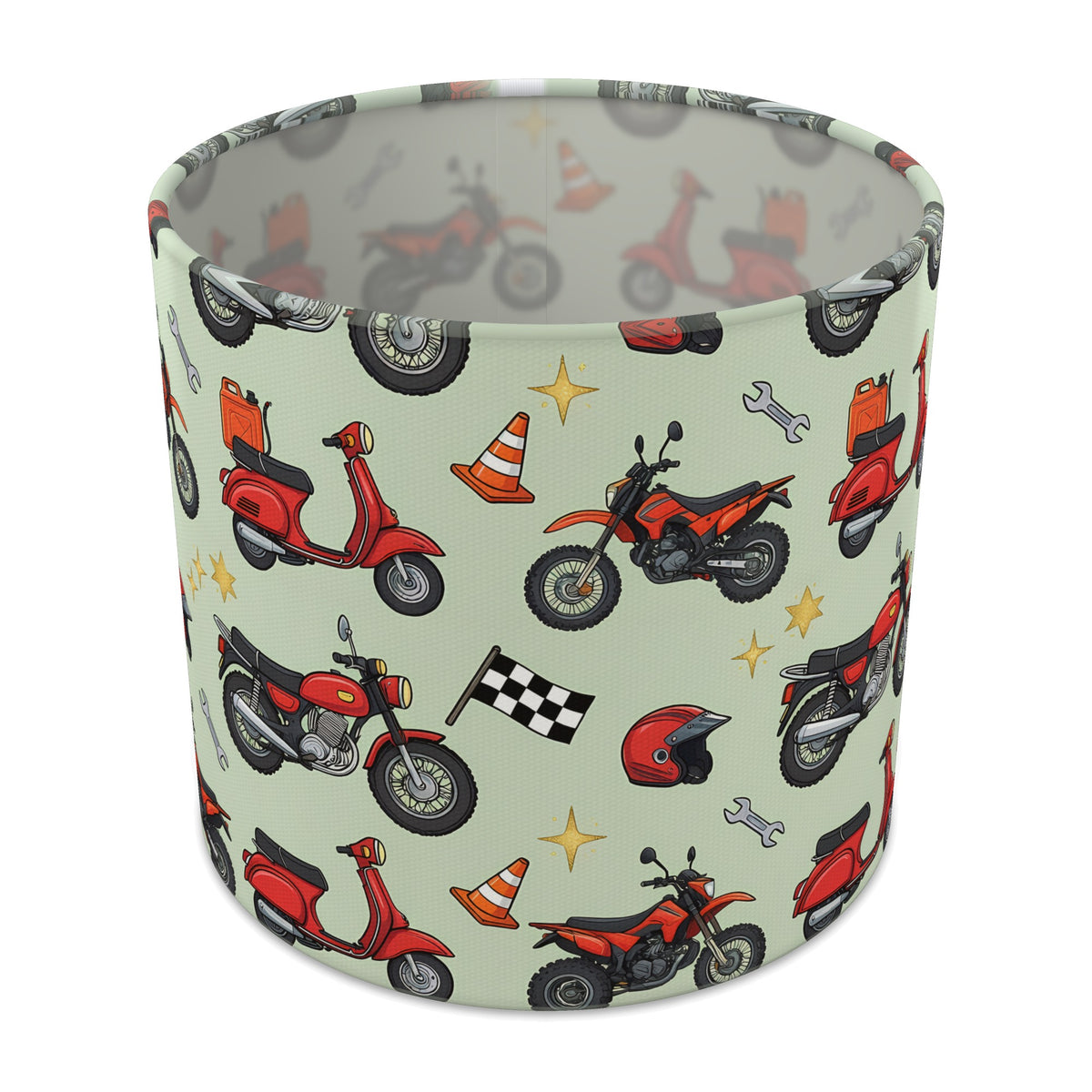 Sage Motorbike Mania lampshade - 20cm x 18.5cm Table