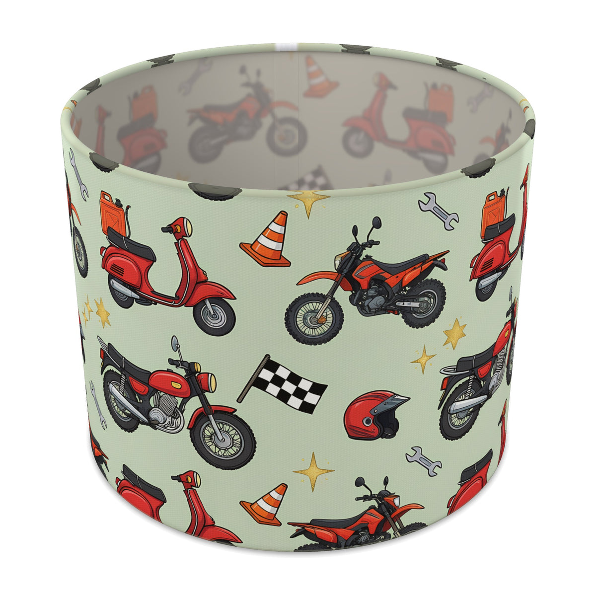 Sage Motorbike Mania lampshade - 25cm x 20cm Table