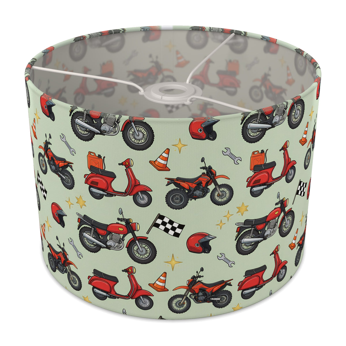 Sage Motorbike Mania lampshade - 30cm x 21cm Ceiling