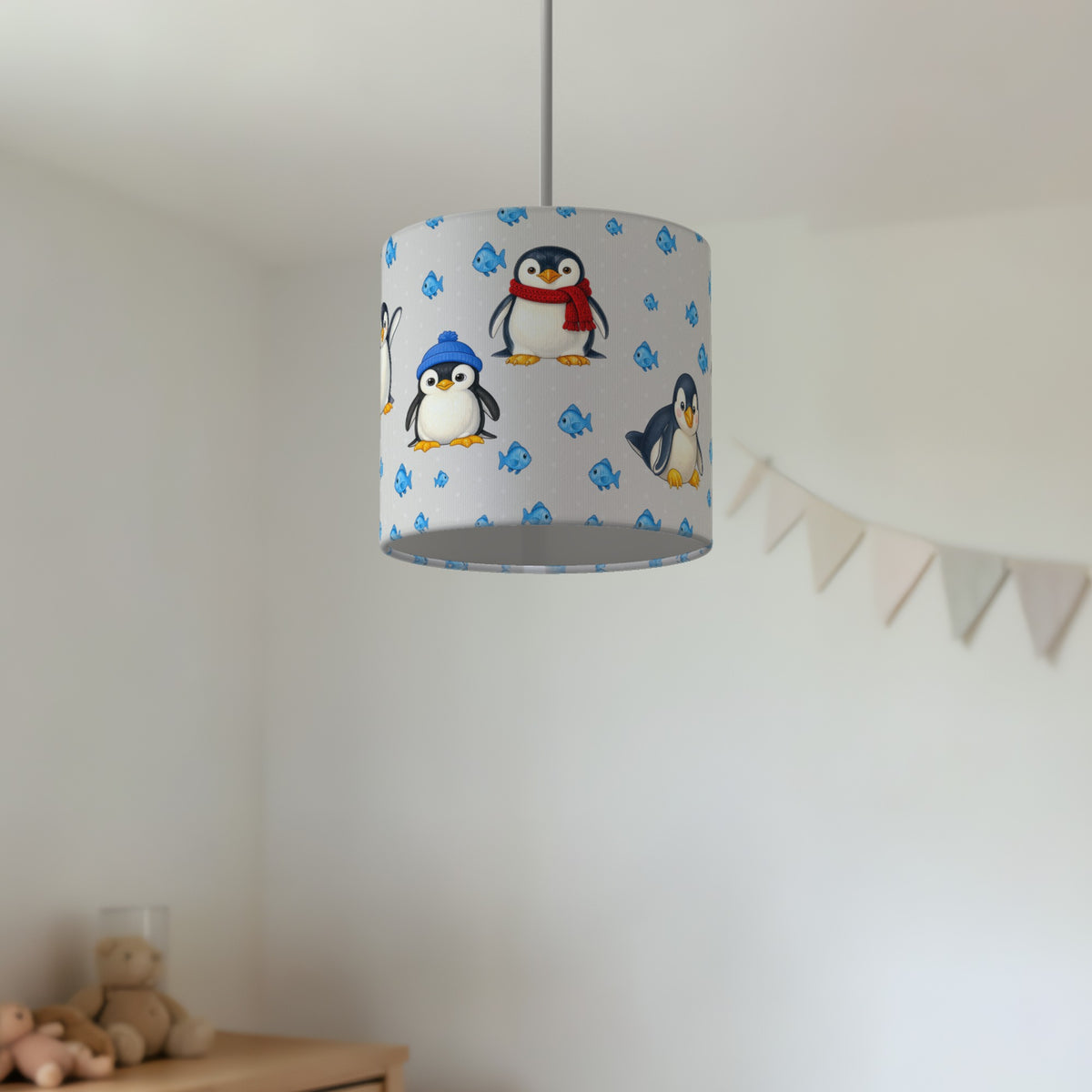 Grey Penguin Party lampshade - 20cm x 18.5cm Ceiling - photo 2