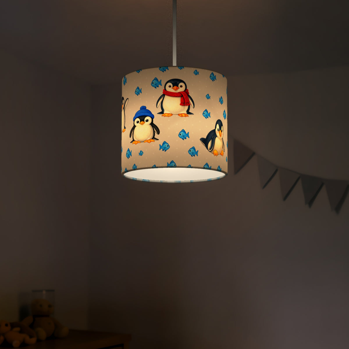 Grey Penguin Party lampshade - 20cm x 18.5cm Ceiling - photo 5