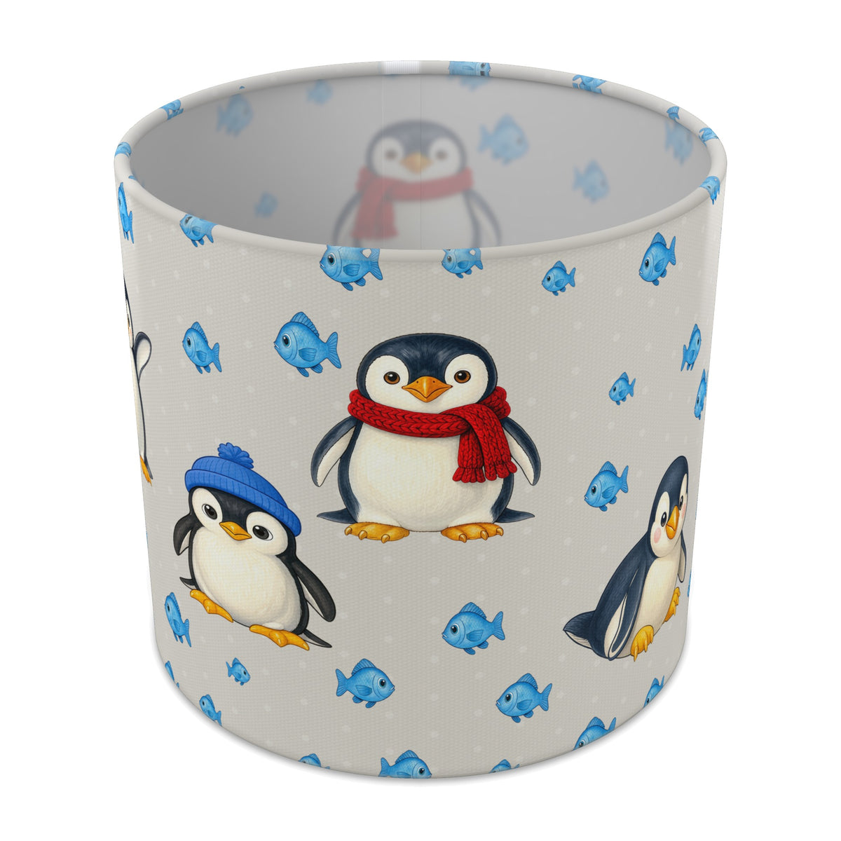 Grey Penguin Party lampshade - 20cm x 18.5cm Table