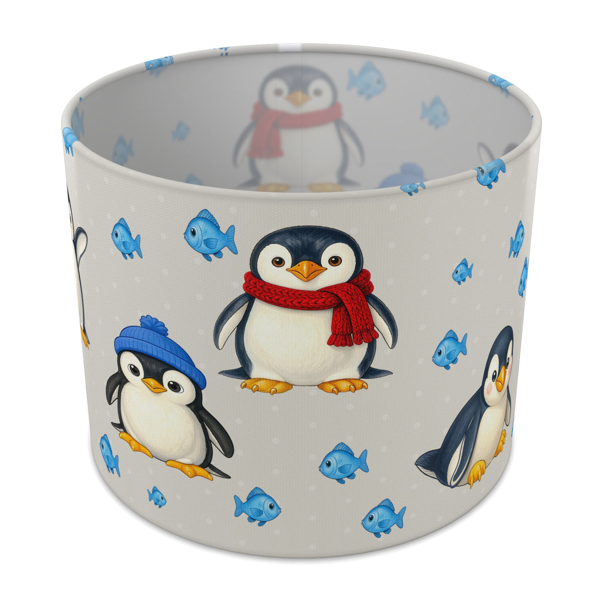 Grey Penguin Party lampshade - 25cm x 20cm Table