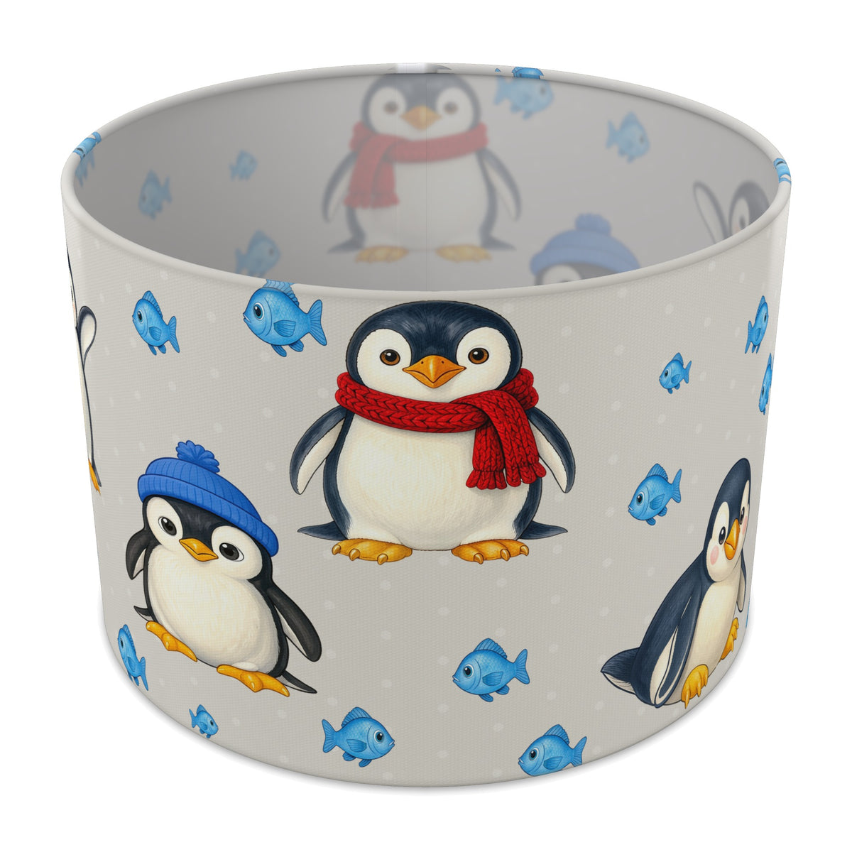 Grey Penguin Party lampshade - 30cm x 21cm Table