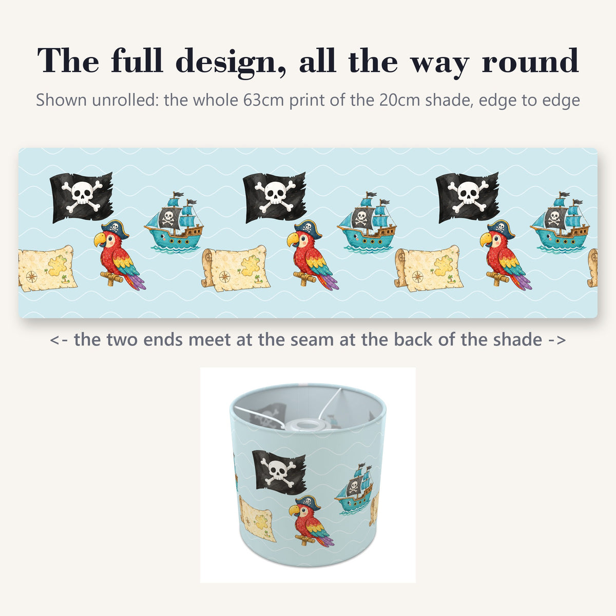 Aqua Pirates lampshade - 20cm x 18.5cm Ceiling - photo 9