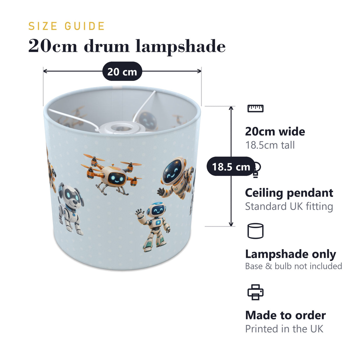 Sky Robots lampshade - 20cm x 18.5cm Ceiling - photo 7