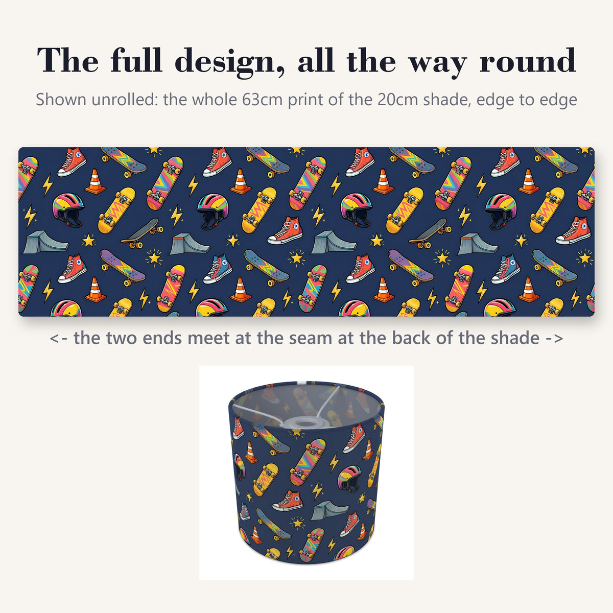 Navy Skate Crew lampshade - 20cm x 18.5cm Ceiling - photo 9