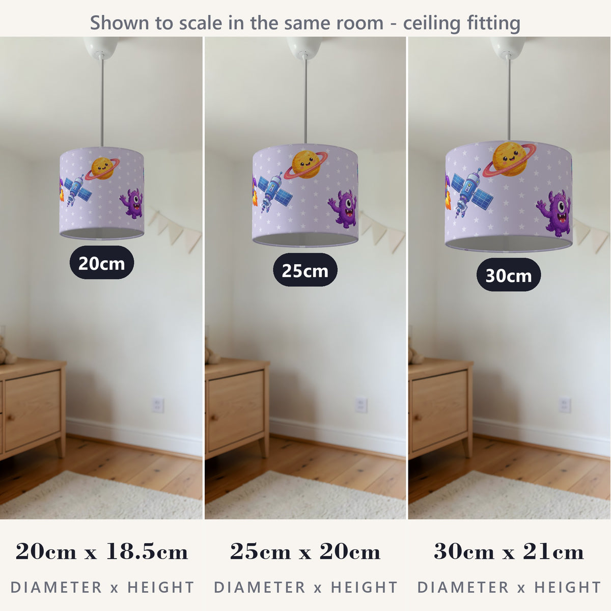 Lilac Space lampshade - 20cm x 18.5cm Ceiling - photo 4
