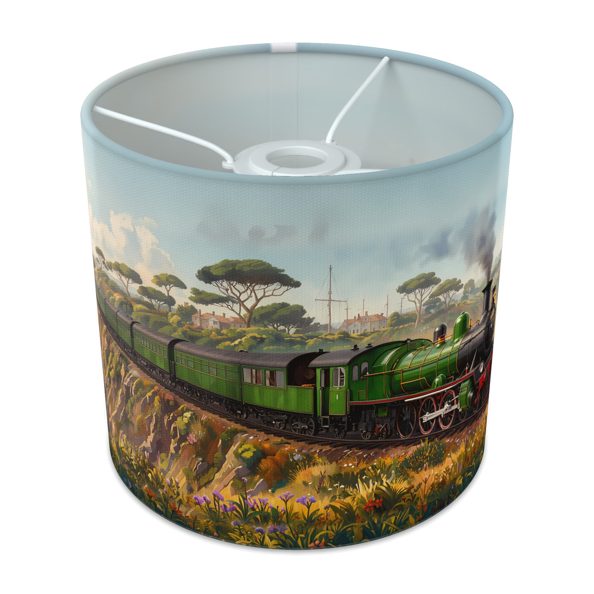 Steam Train Journey wraparound lampshade - Coastal Line