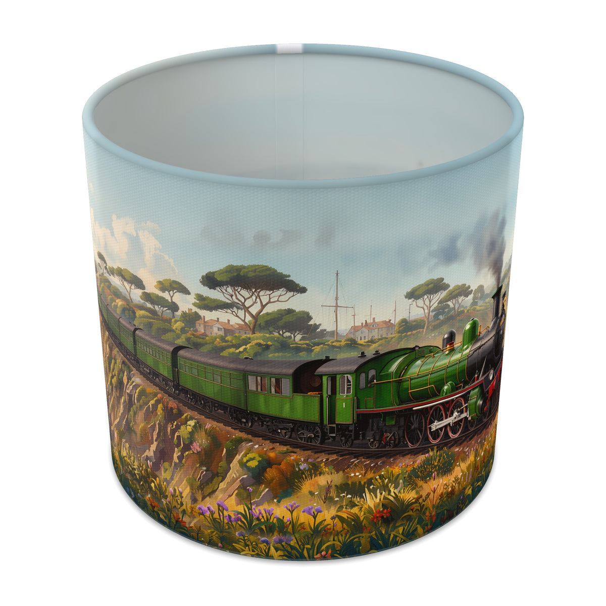 Coastal Line Steam Train Journey lampshade - 20cm x 18.5cm Table