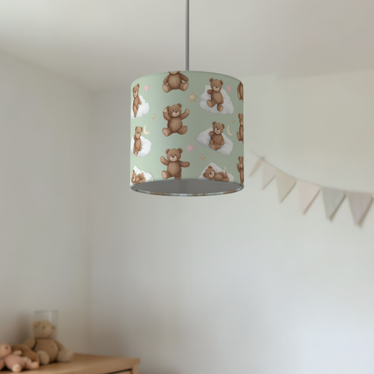 Sage Bear Hugs lampshade - 20cm x 18.5cm Ceiling - photo 2