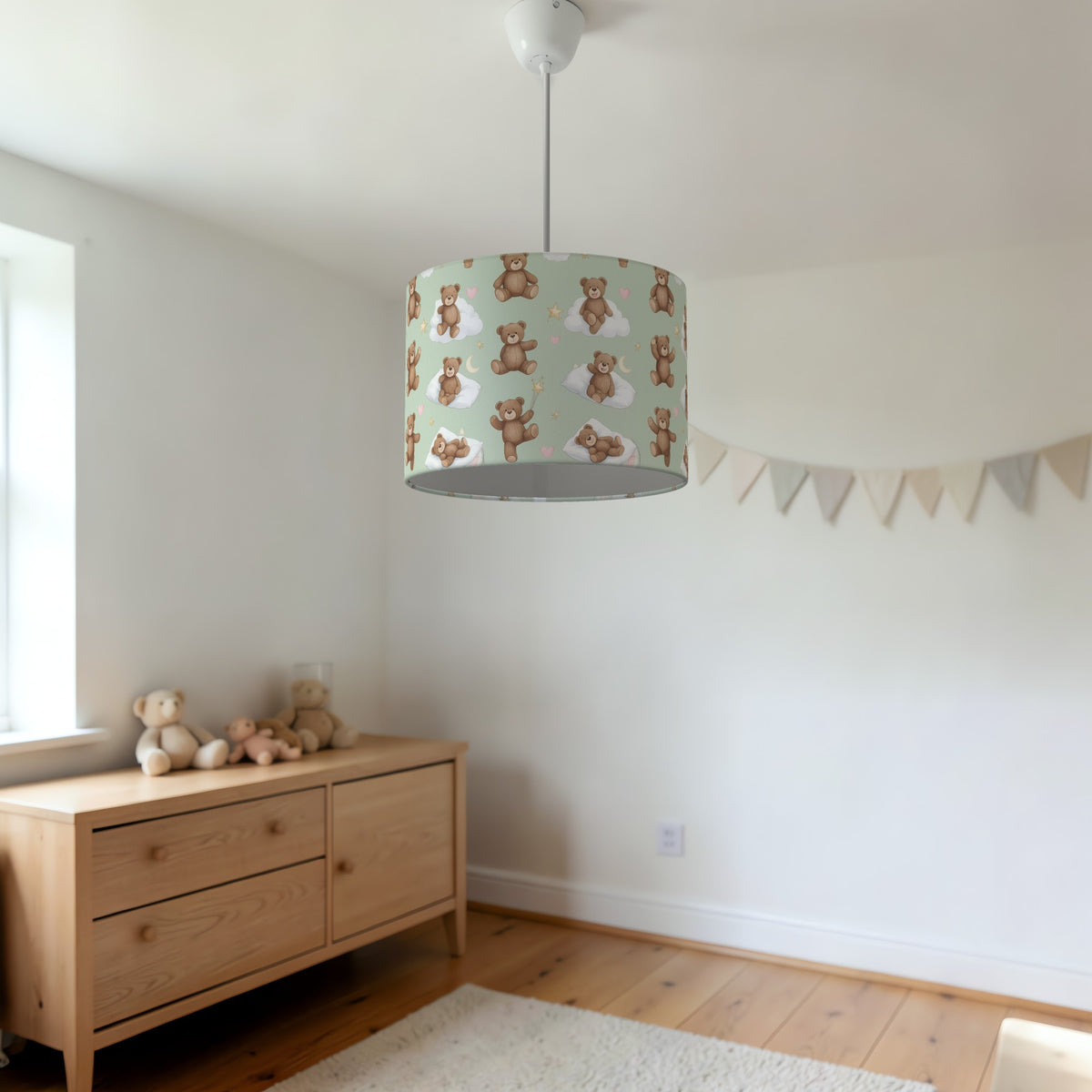 Sage Bear Hugs lampshade - 20cm x 18.5cm Ceiling - photo 3