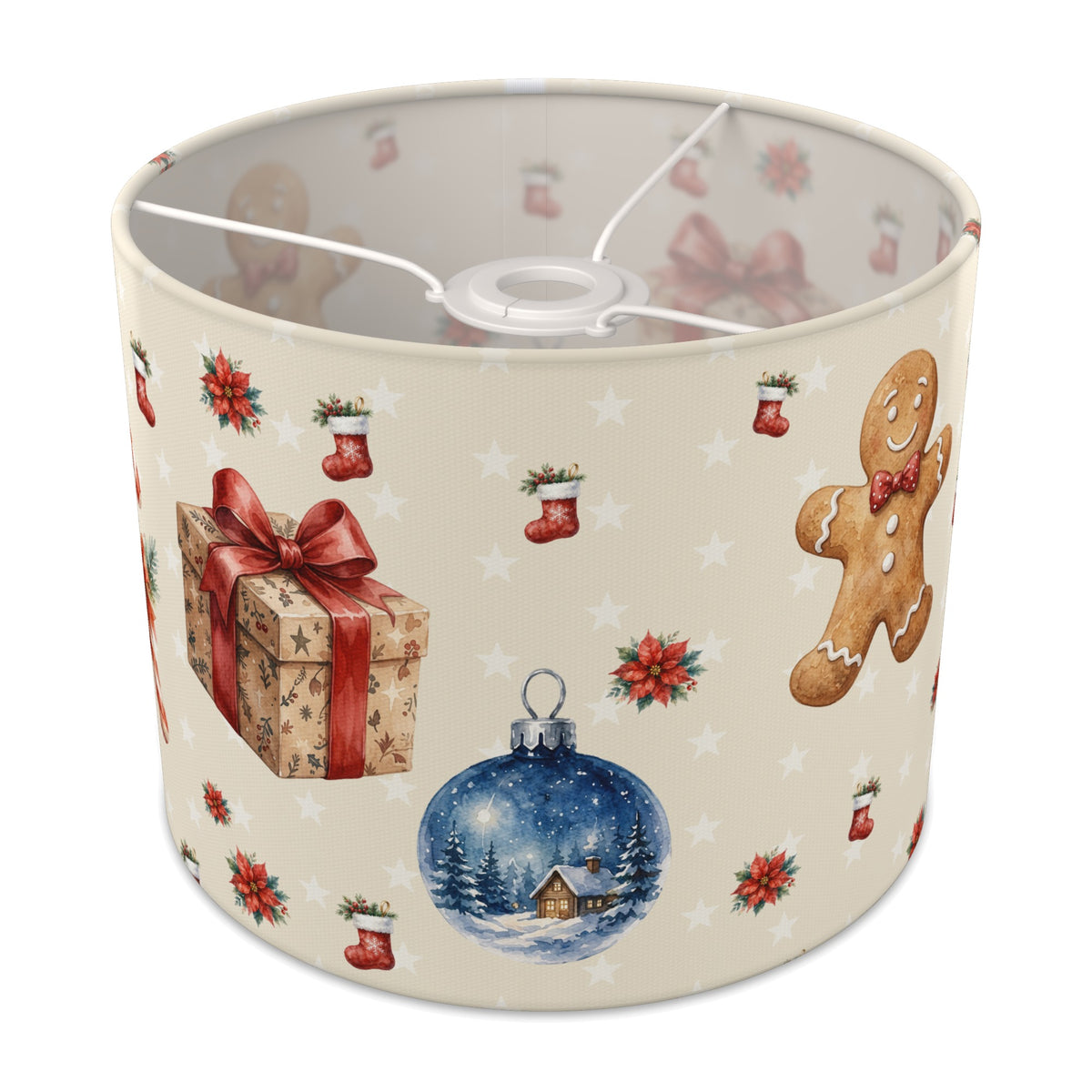 Cream Watercolor Christmas lampshade - 25cm x 20cm Ceiling
